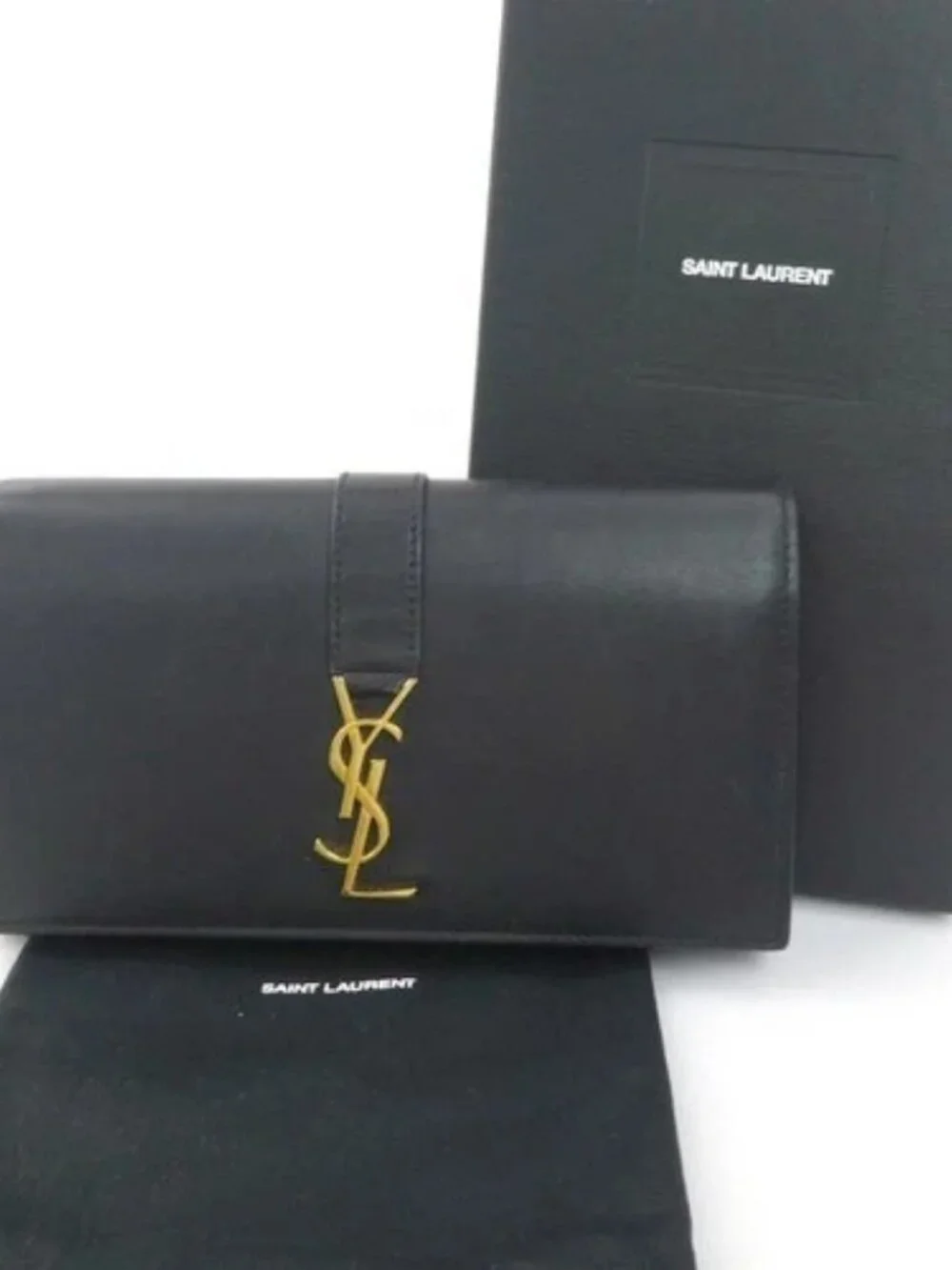 Auth SAINT LAURENT Long Wallet Black Leather/Goldtone - h31722a - Picture 16 of 16